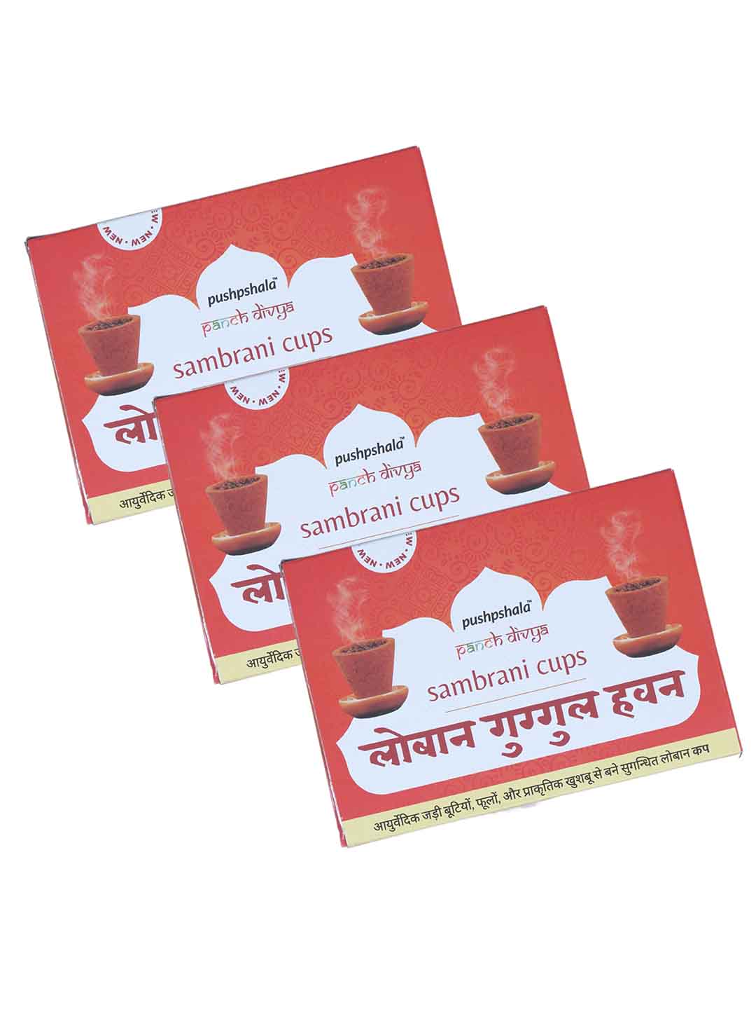 Pushpshala Natural Sambrani Havan Cups (Pack of 3)