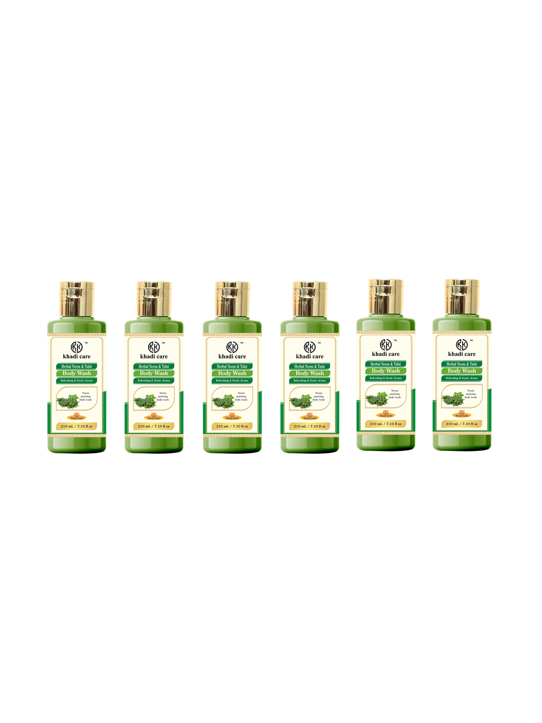 Khadi Care Herbal Neem & Tulsi Body Wash (210ml Each) Pack of 6