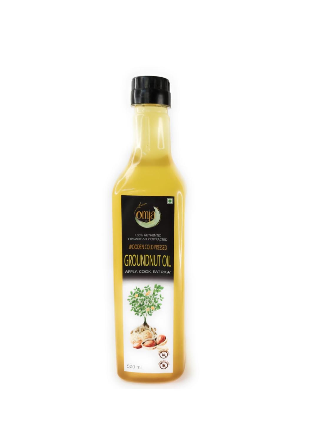 Khadi Wooden Cold Pressed Groundnut Oil by Omja-500 ml (455gm)