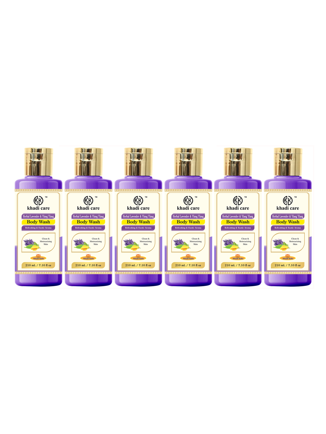 Khadi Care Herbal Lavender & Ylang Ylang Body Wash (210ml Each) Pack of 6
