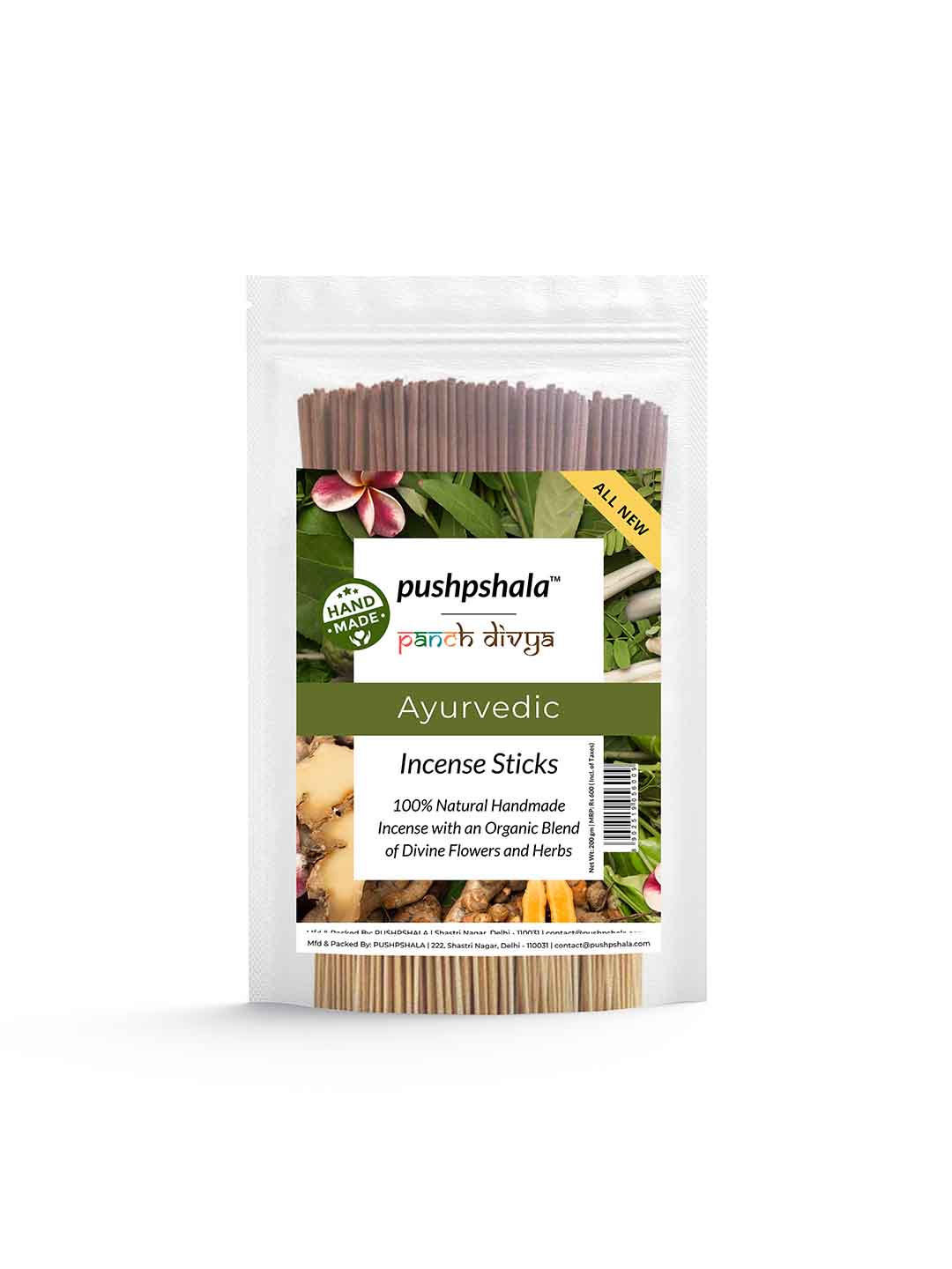 Pushpshala Organic Handmade Incense Sticks Jumbo Zipper Month Pack - Ayurvedic  (200GM)