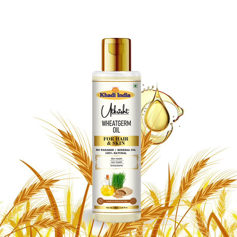 Utkrisht Khadi Multi-Purpose Wheat Germ Natural Oil for Skin Moisturizing and Hair Repair- 100ML