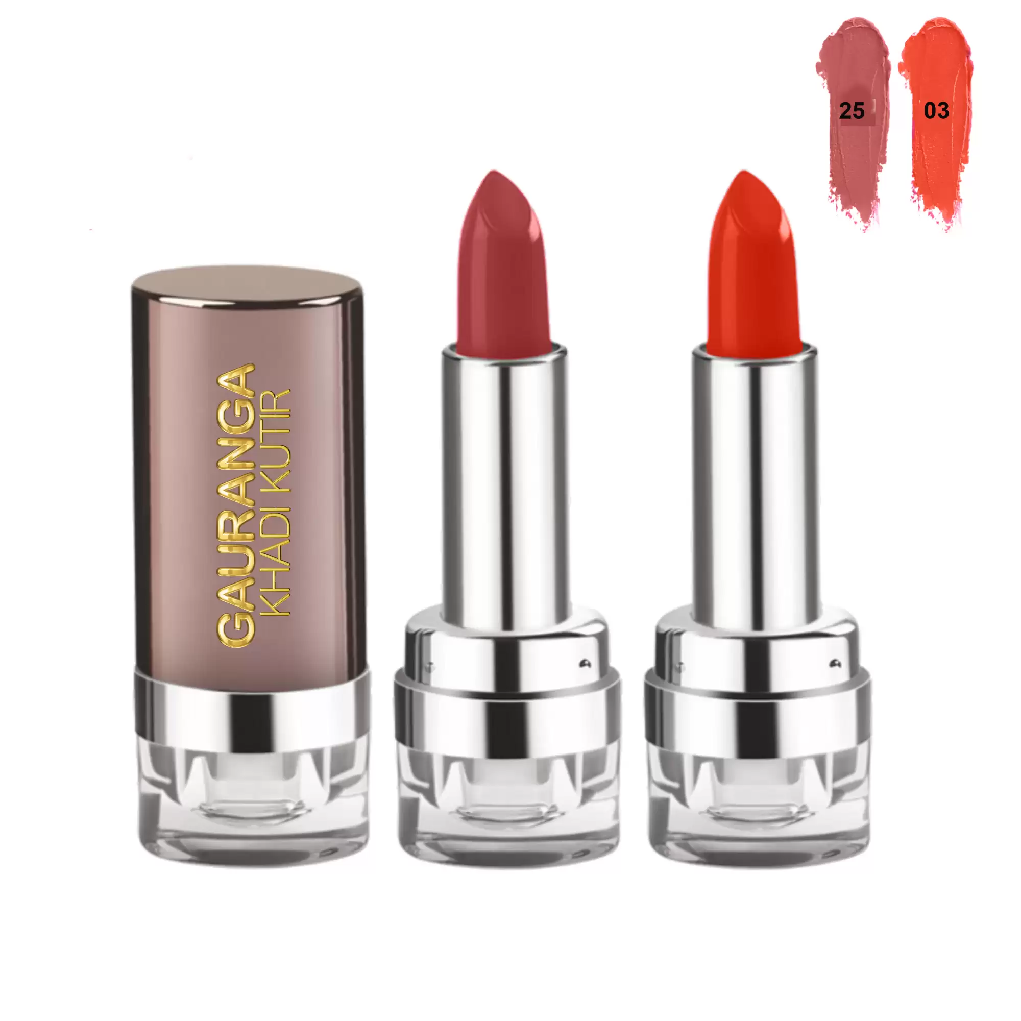 Gauranga Khadi Bee-Wax Premium Lipstick -Pack of 2(Shades - D25,   D03)