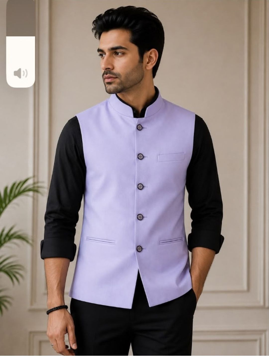 Men’s Cotton Nehru Jacket  Lavender