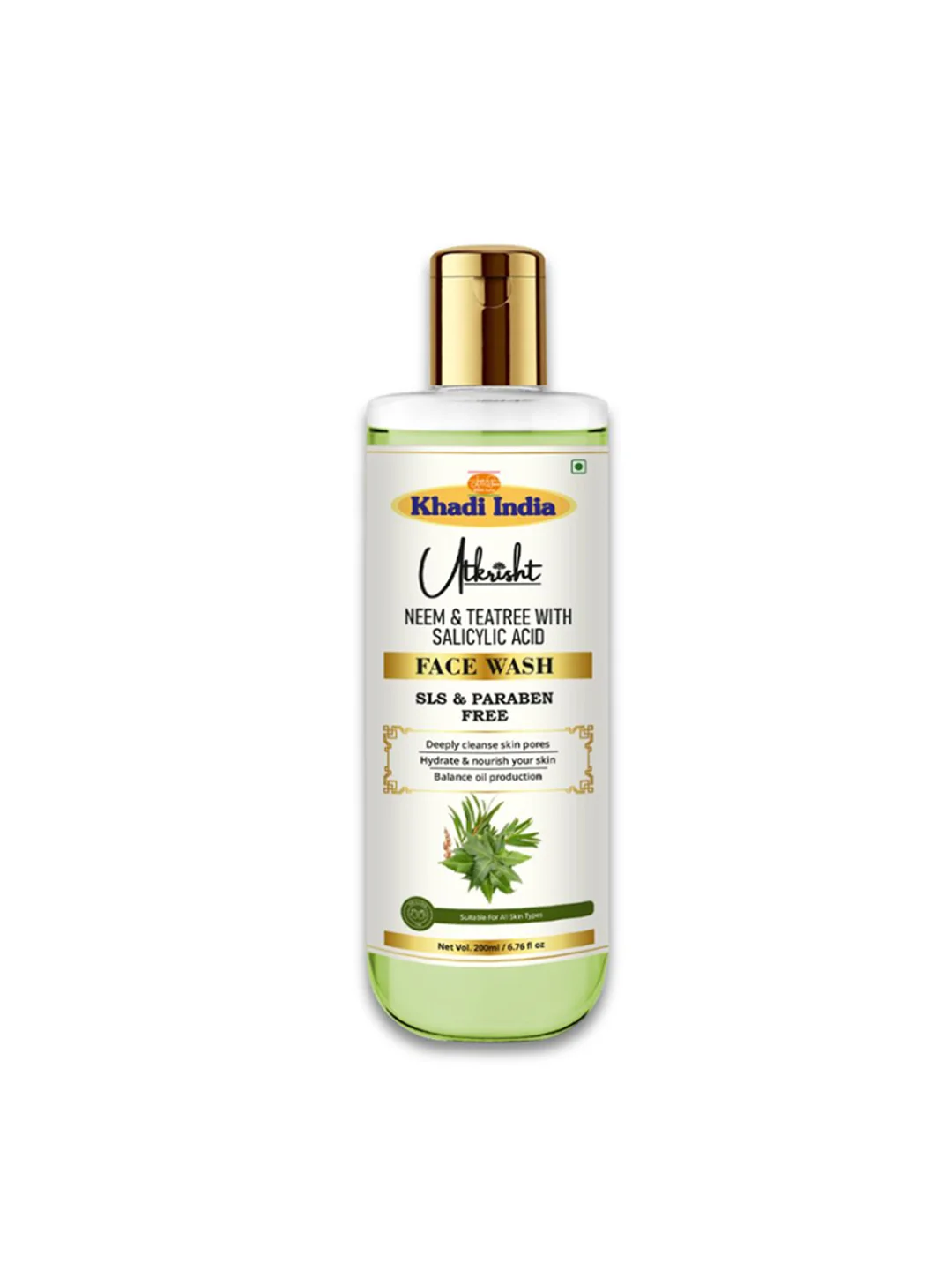Utkrisht Khadi Neem & Tea Tree Face Wash Gentle Anti-Acne Wash, Removes Impurities & Excess Oil - 200ML
