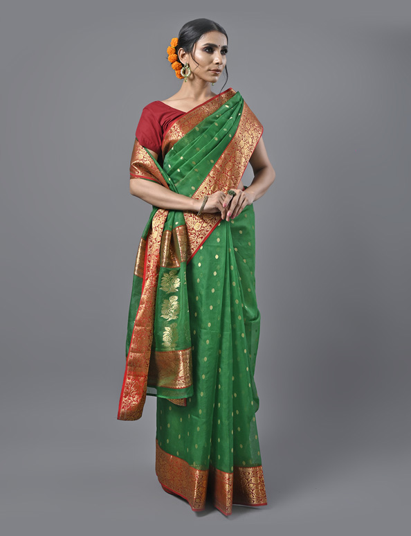 Leaf Green Chanderi Saree
