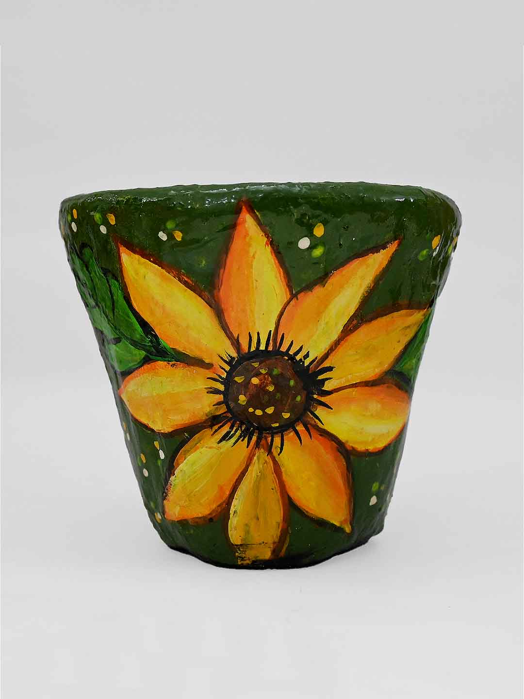 Handcrafted & Handpainted Paper Clay Sunflower Balcony Planter