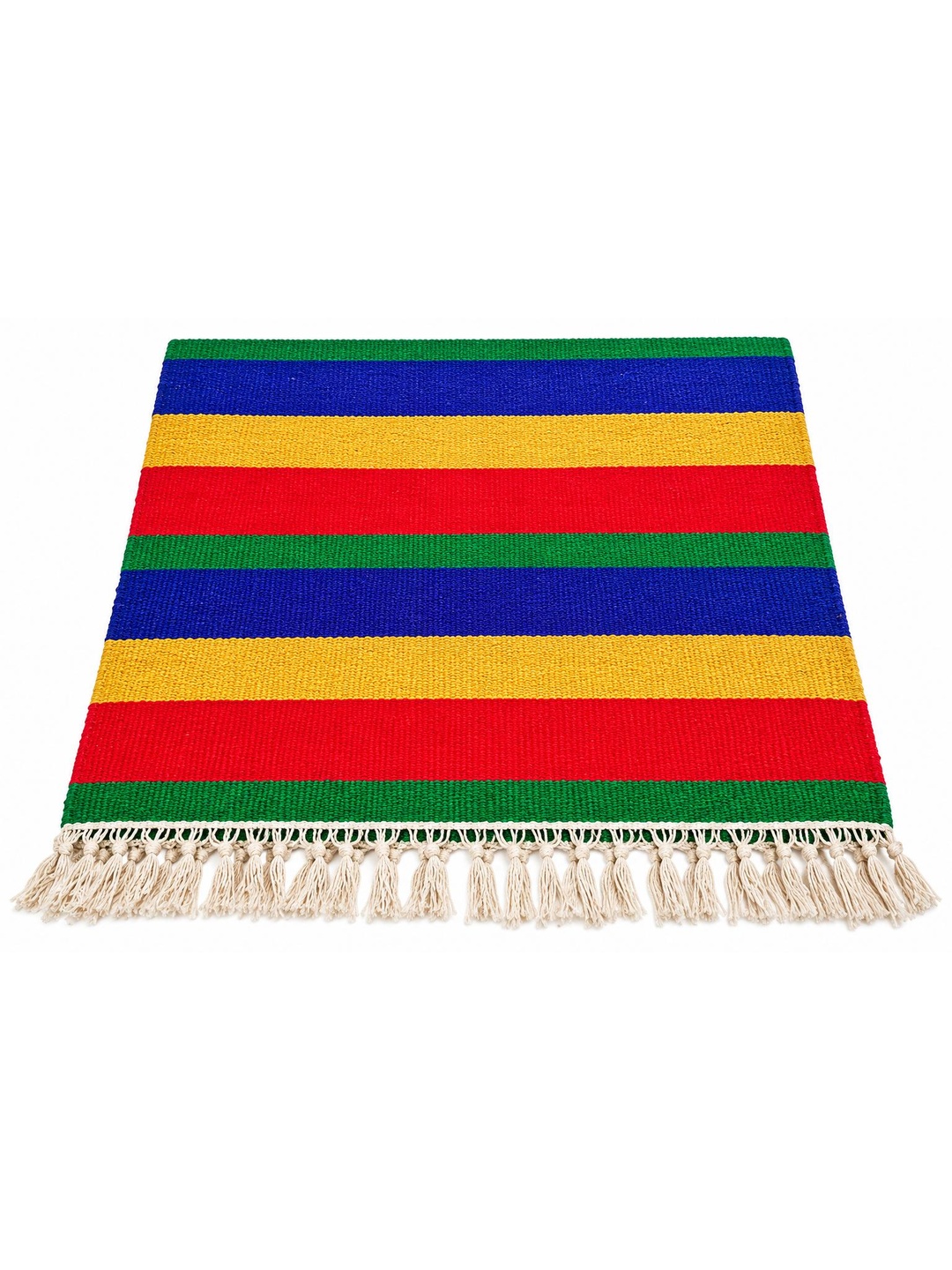 Multicolour Cotton Dari Aasan Green, Blue, Yellow & Red Stripes