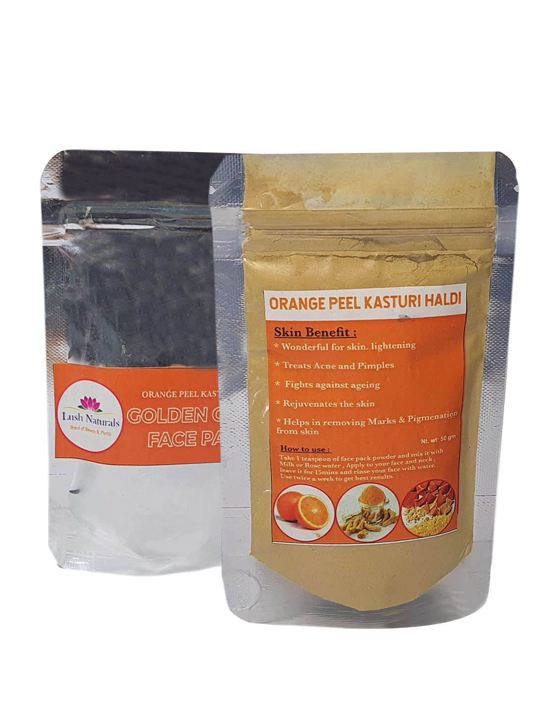 Lush Naturals Orange Peel Kasturi Haldi Face Pack - Pack of 2
