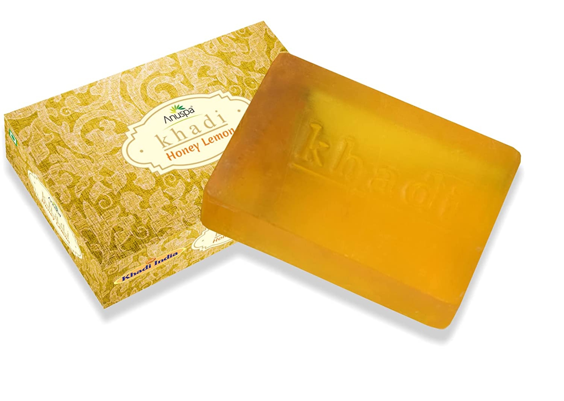 Anuspa Khadi Handcrafted Herbal Honey Lemon Soap soothes the skin