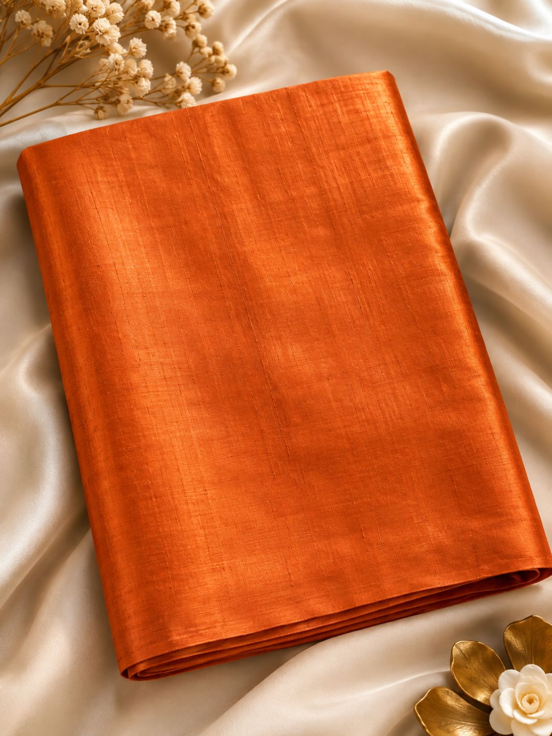 Resham Katiya Silk Handloom Fabric – Rust Copper (44 Inch Width)