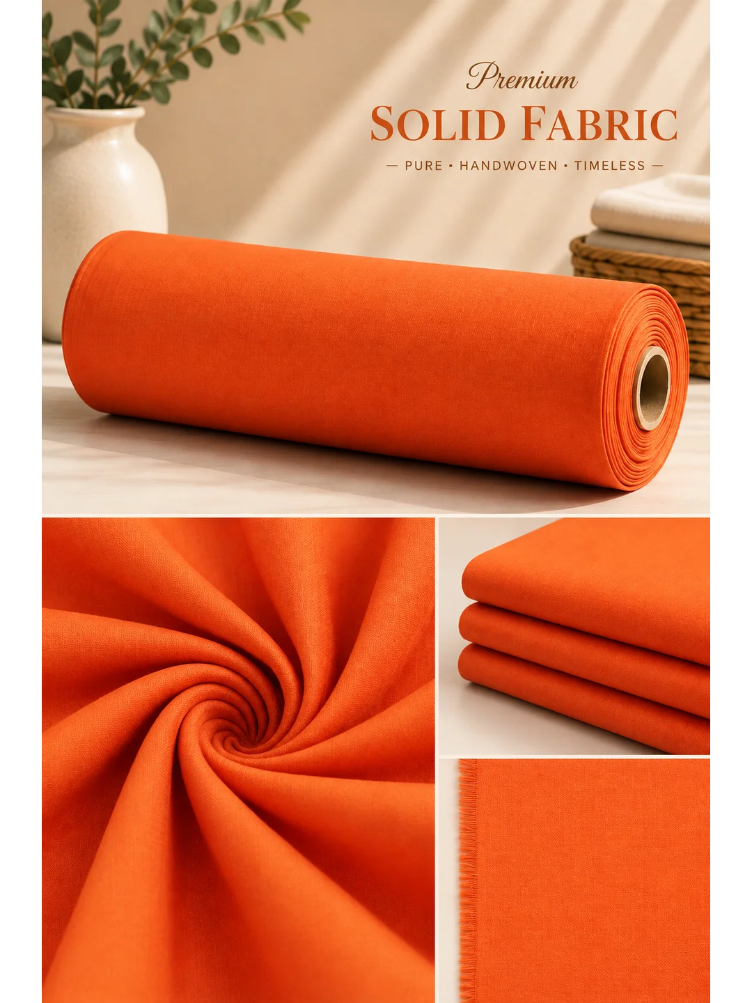 Khadi Cotton Sunset Orange Fabric – 44 Inch Width Handloom Fabric