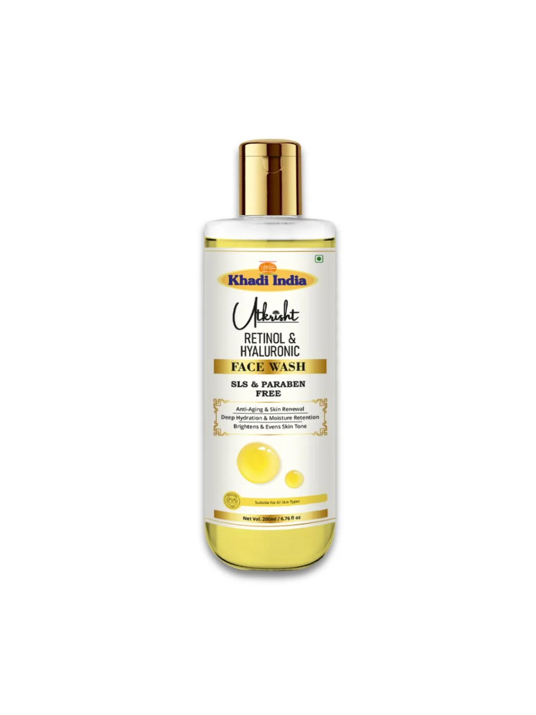 Utkrisht Khadi Retinol & Hyaluronic Face Wash Nourishing Cleanser to Reduce Fine Lines & Wrinkles- 200ML