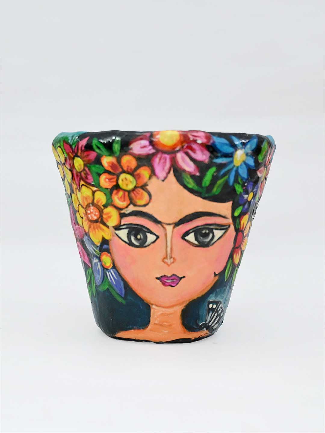 Handcrafted & Handpainted Paper Clay Frida Kahlo Planter