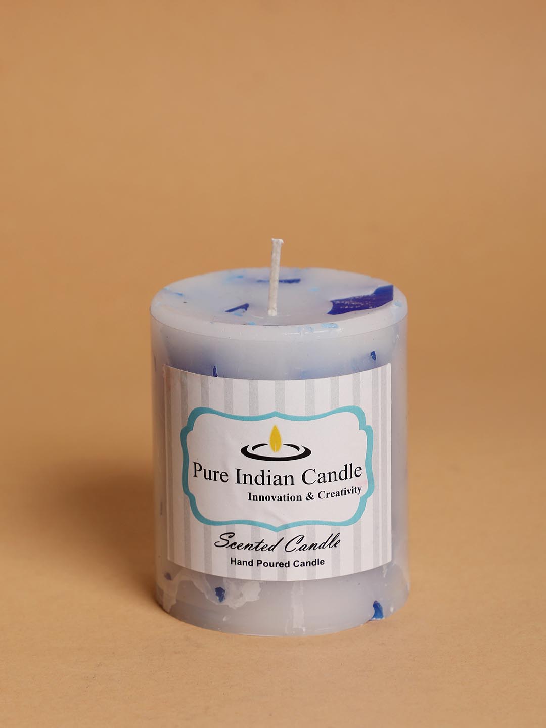 Forest Scented Hand Poured Pillar Candle - Blue Chunks