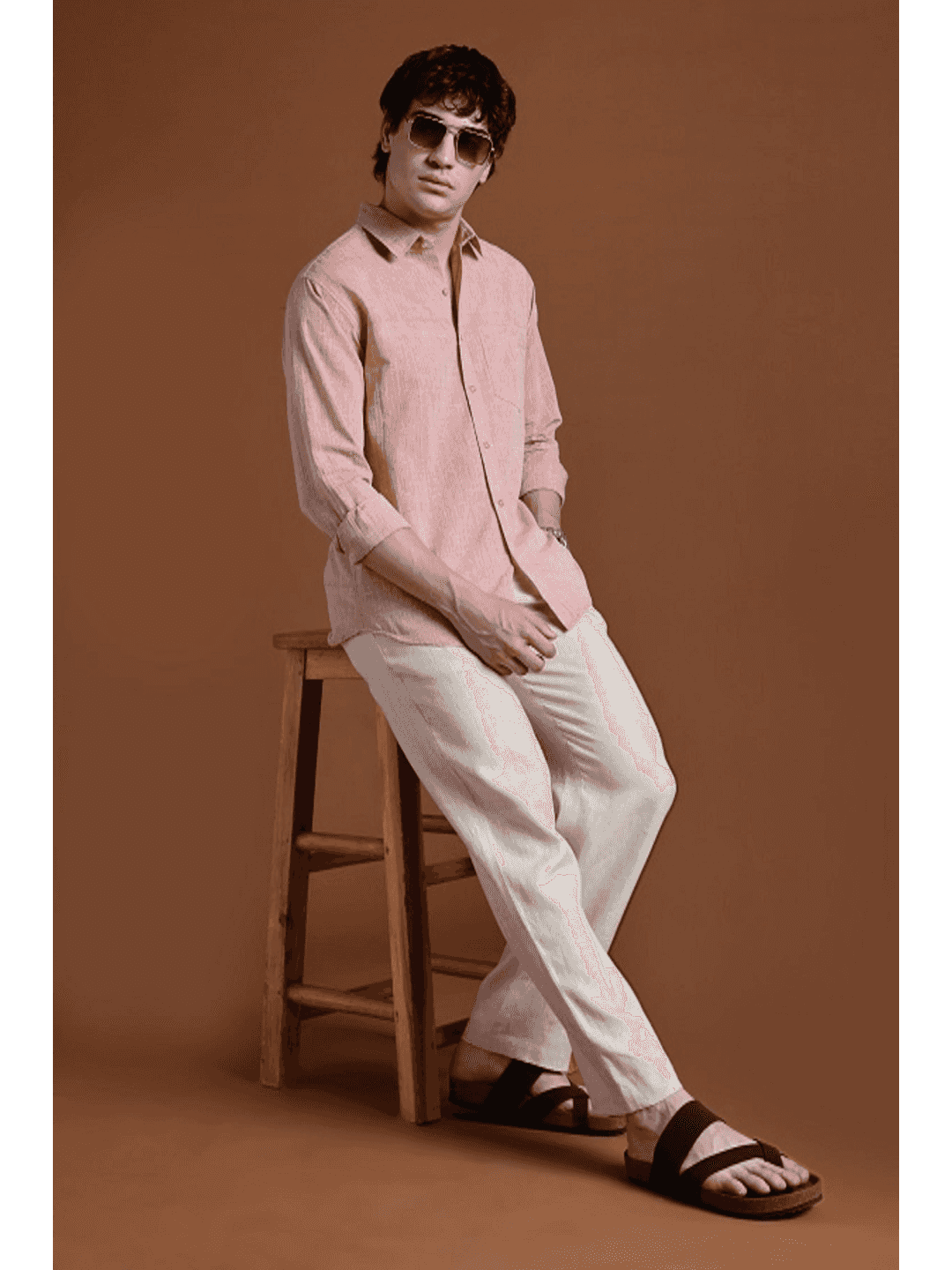 トップス MAATEE&SONS25ssGUPTA KHADI SHIRT purple3 Men's Purple Stripe Khadi Cotton Full Sleeve Shirt with Yoke