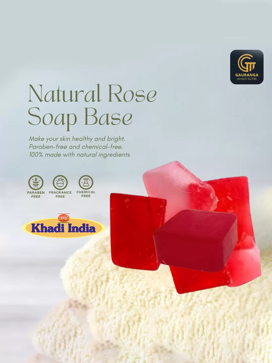Khadi Rose Melt and Pour Clear Soap Base 1 kg
