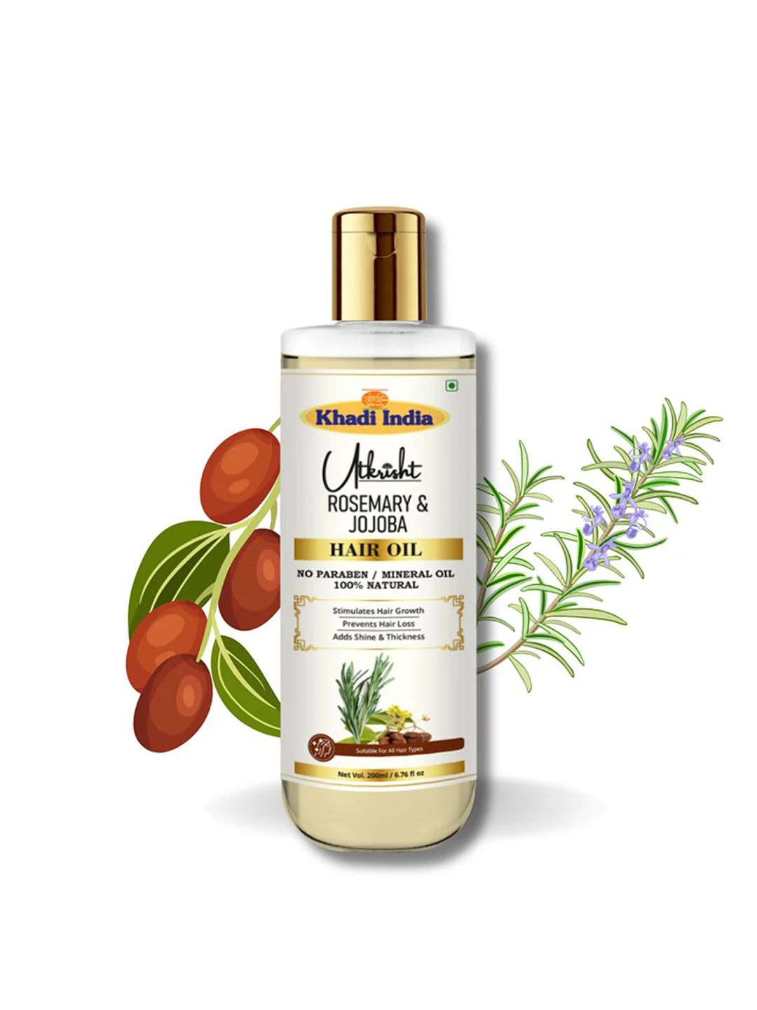 Utkrisht Khadi Rosemary & Jojoba Oil Nourishing Hair Growth Oil for Stronger, Healthier Locks- 200ML