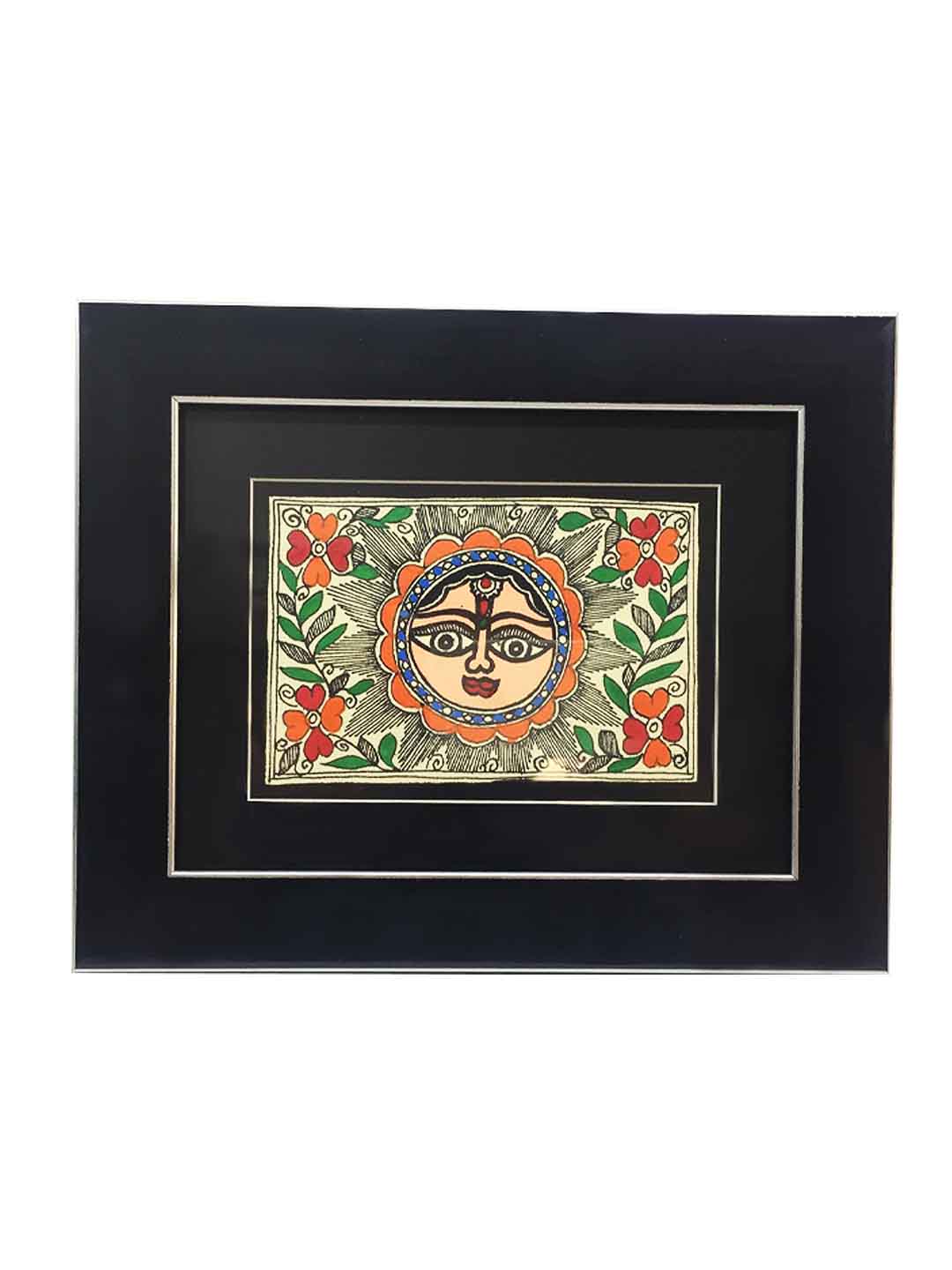 Madhubani Painting Art Work Sun with Fiberglass Framing