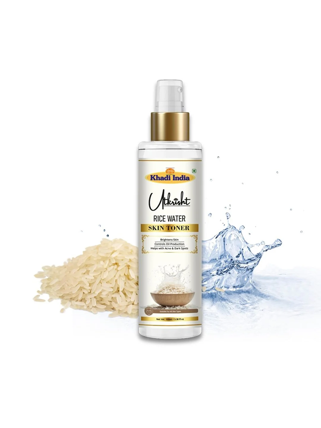 Utkrisht Khadi Pure Rice Water Skin and Face Toner For Oily Acne Prone Dry Combination Skin - 100ML