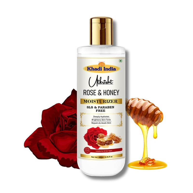 Utkrisht Khadi Rose and Honey Herbal Moisturizer for Smooth and radiant skin- 200ML