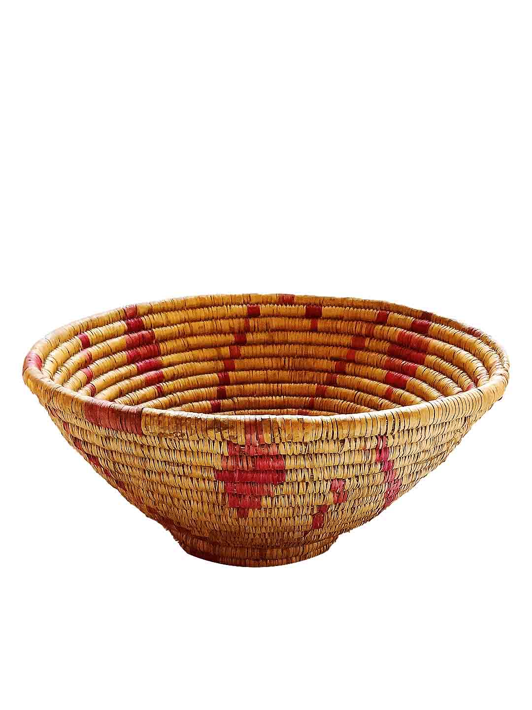 Handcrafted Moonj Fruit Basket Red - 25 cm X 25 cm X 10 cm