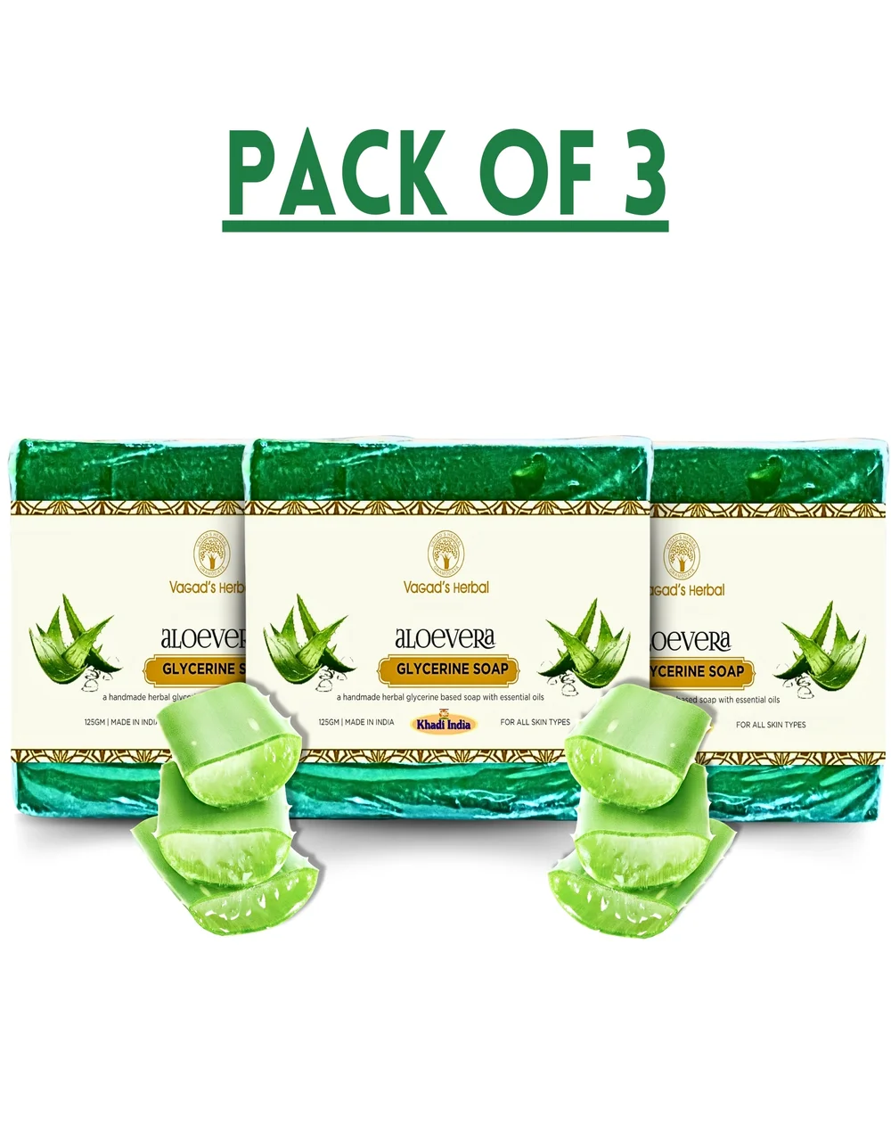 VAGAD'S Aloe Vera Soap for Hydrating & Gentle Cleansing 375gm