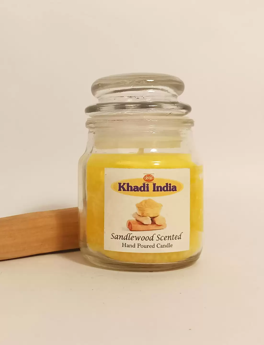 Khadi Handpourd Yellow Sandalwood Scented Jar Wax Candle