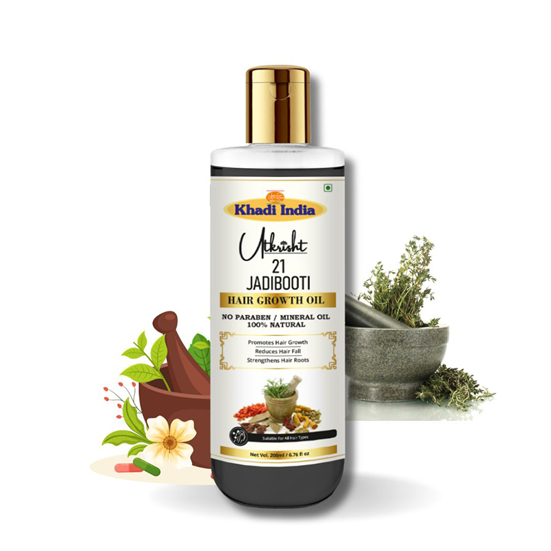 Utkrisht Khadi 21 Jadibooti Oil Herbal Hair Growth Oil for Healthy Scalp and Nourished Hair- 200ML