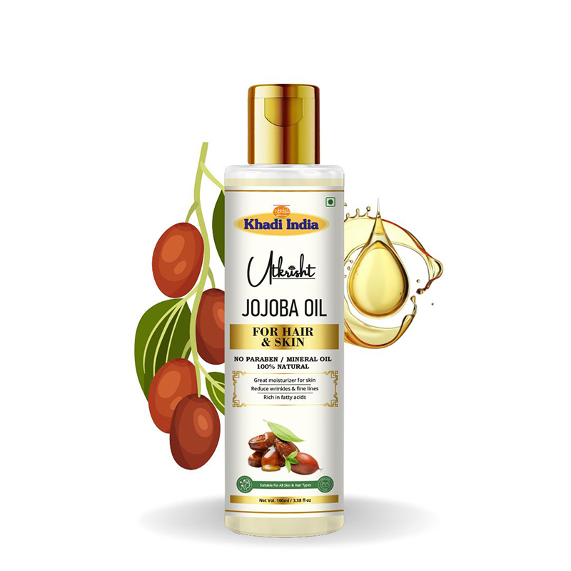 Utkrisht Khadi Jojoba Oil 100% Pure and Organic Moisturizer for Skin and Hair Care100ML