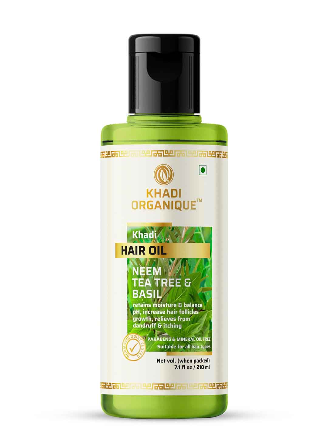 Khadi Organique Neem Tea tree & Basil Hair oil - 210 Ml