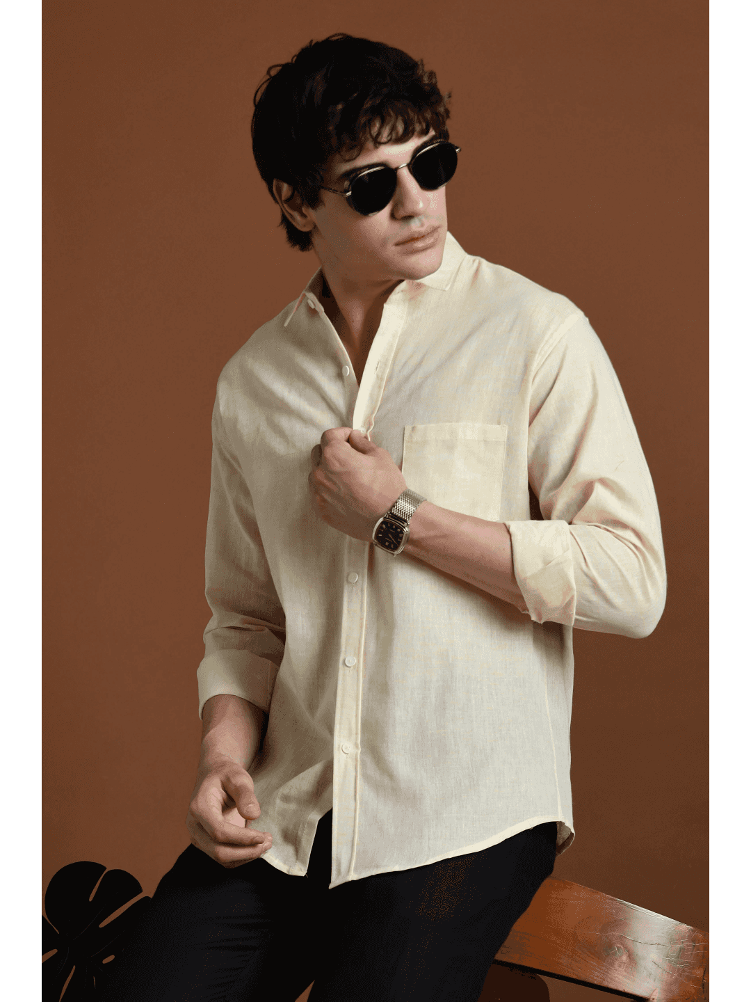 40s Single Thread Light Yellow Khadi Shirt – Handspun & Handwoven 100% Pure Cotton | Lightweight, Natural Comfort, Traditional Craft Meets Modern Style