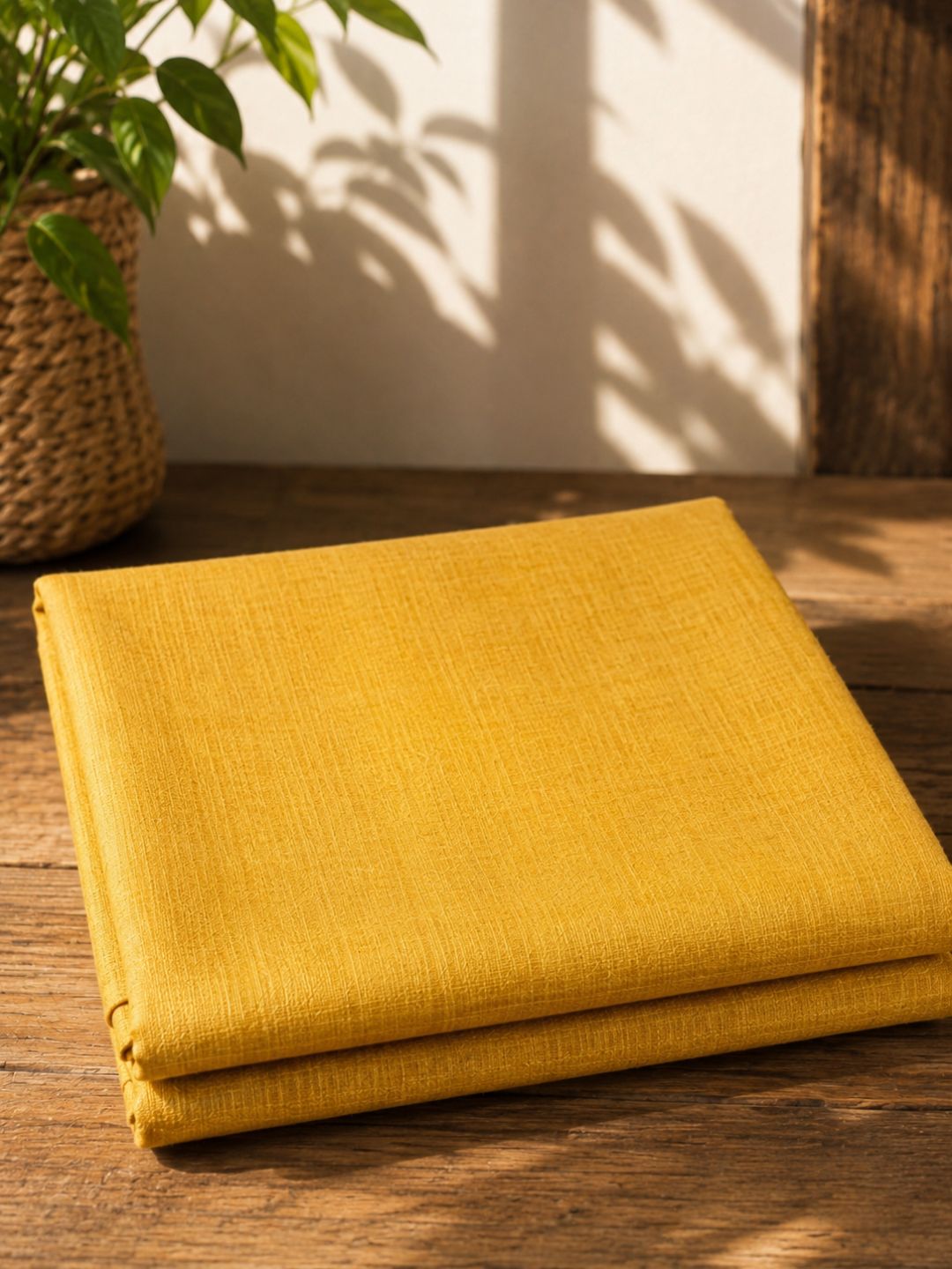 Desi Resham Mustard Yellow Matka Silk Handloom Fabric – 44 Inch Width