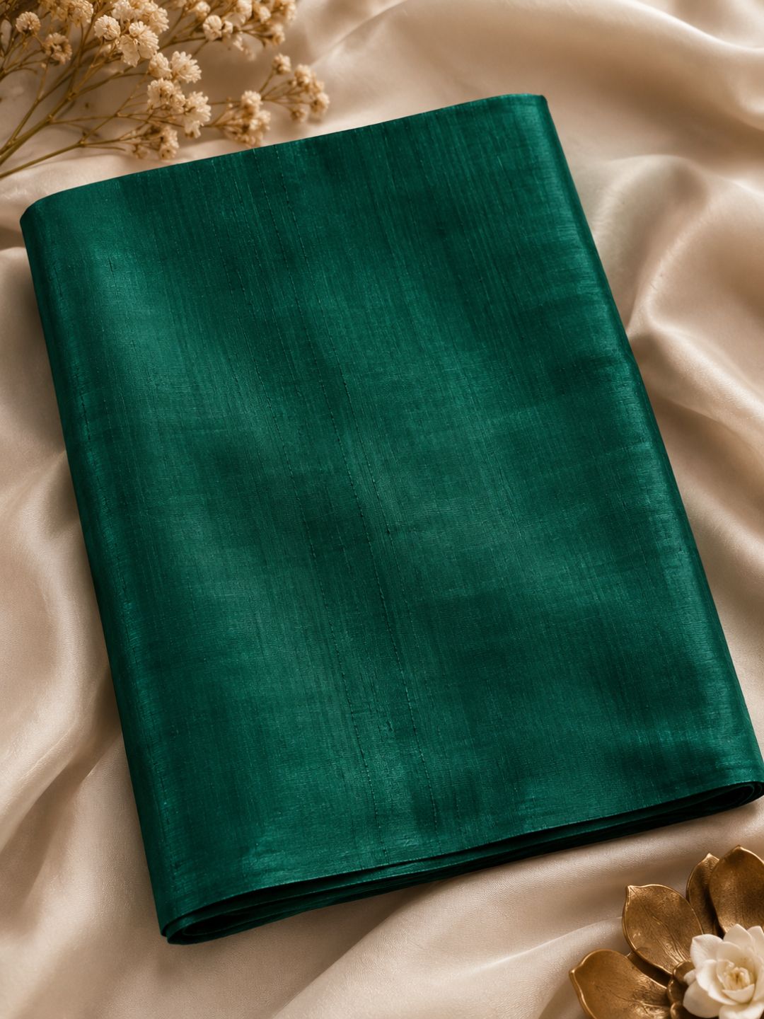 Resham Katiya Silk Handloom Fabric – Peacock Green (44 Inch Width)