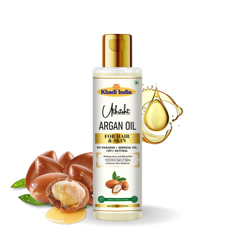 Utkrisht Khadi Pure & Natural Argan Oil for Hair Growth & Nourishing Skin Care- 100ML