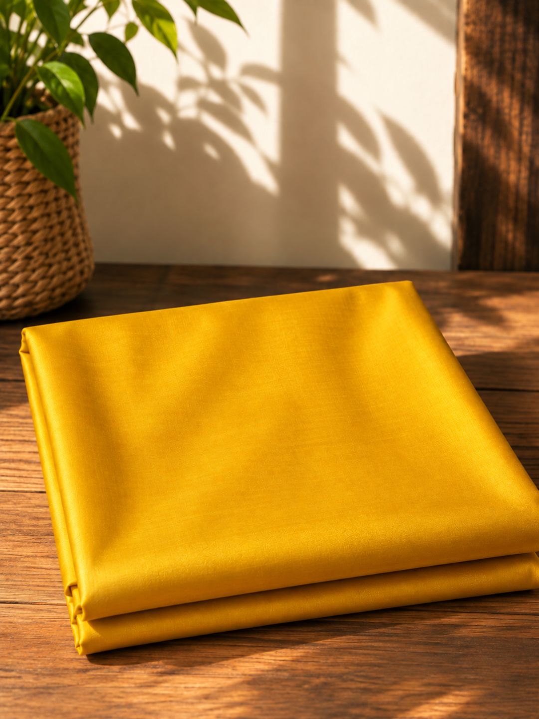 Temple Mulberry Paper Silk Garad Handloom Fabric – Vibrant Sunflower Yellow (44 Inch Width)