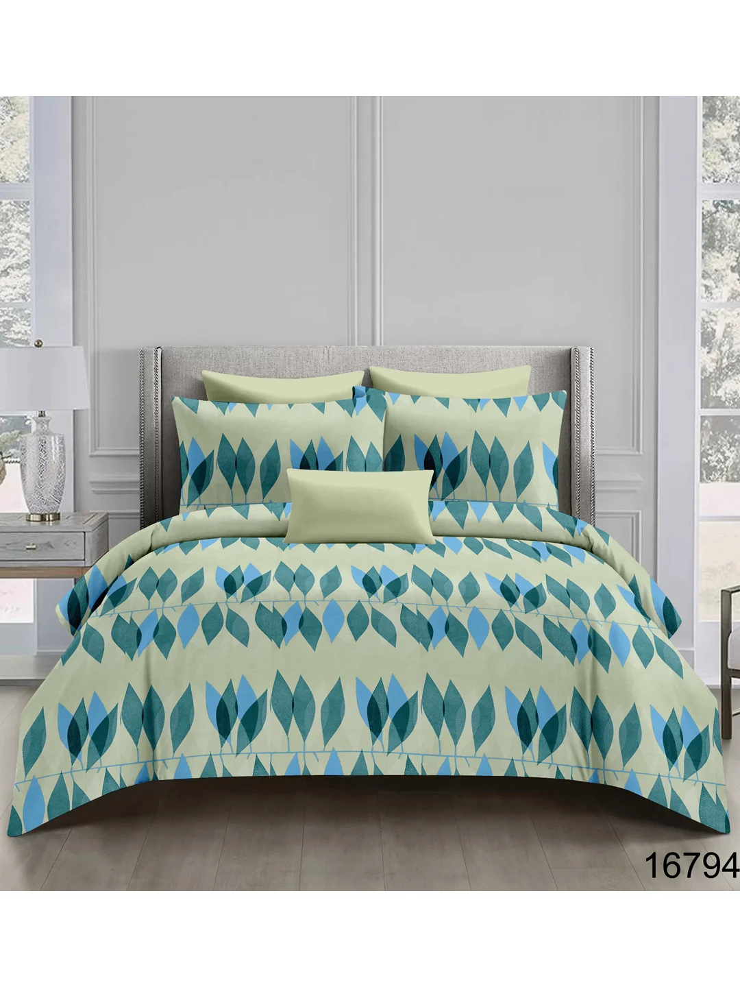 100% cotton Bedsheet-Green & Grey-90x100