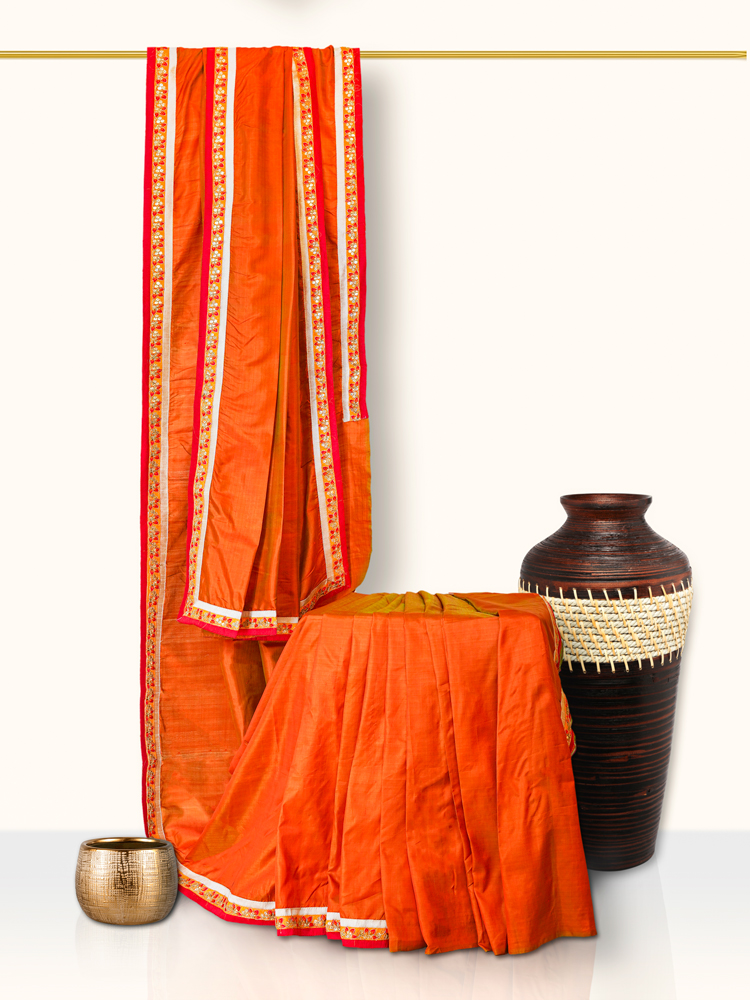 Orange Elegance Silk Saree