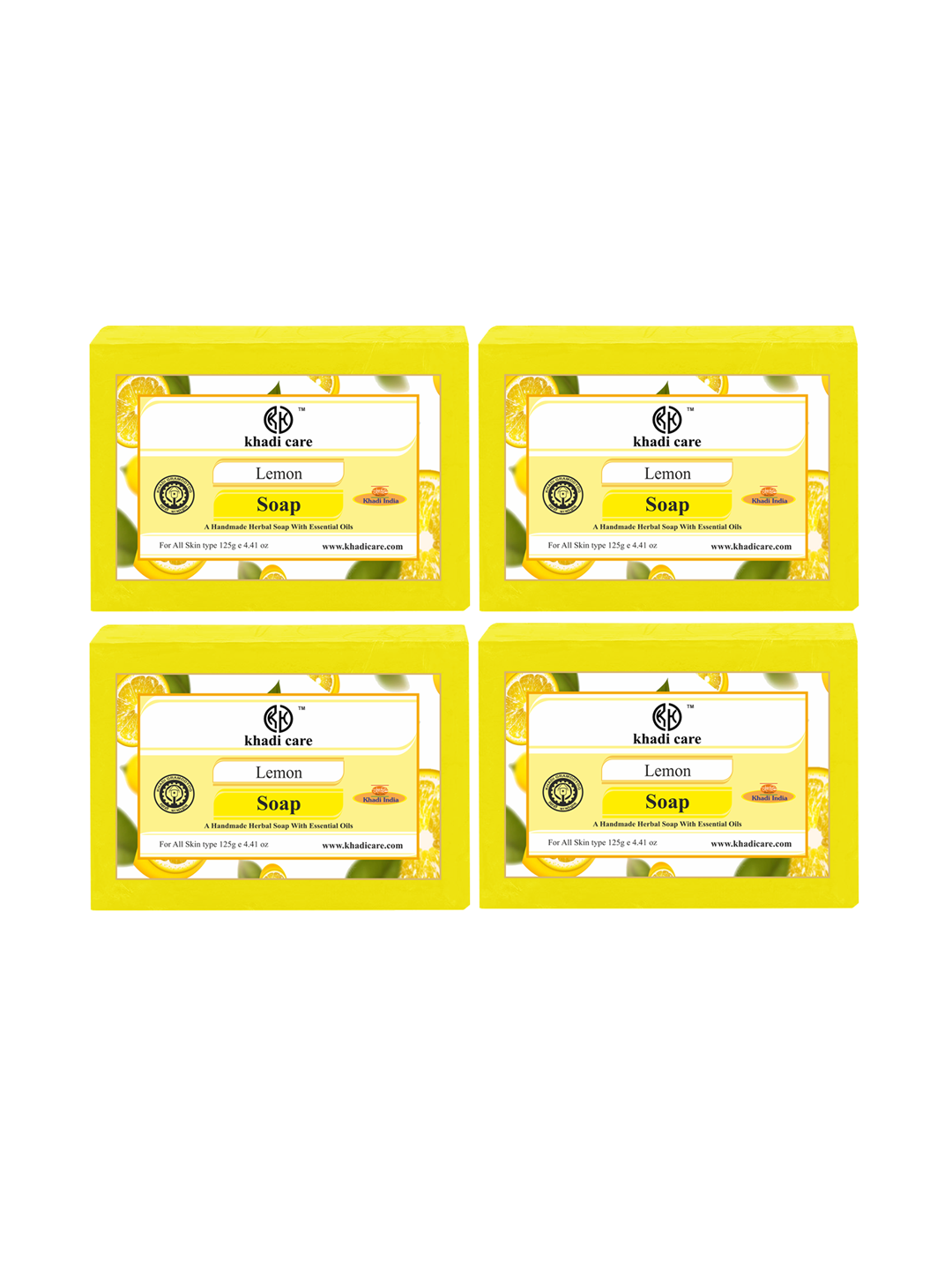 Khadi Care Herbal Lemon Soap (125g Each) Pack of 4