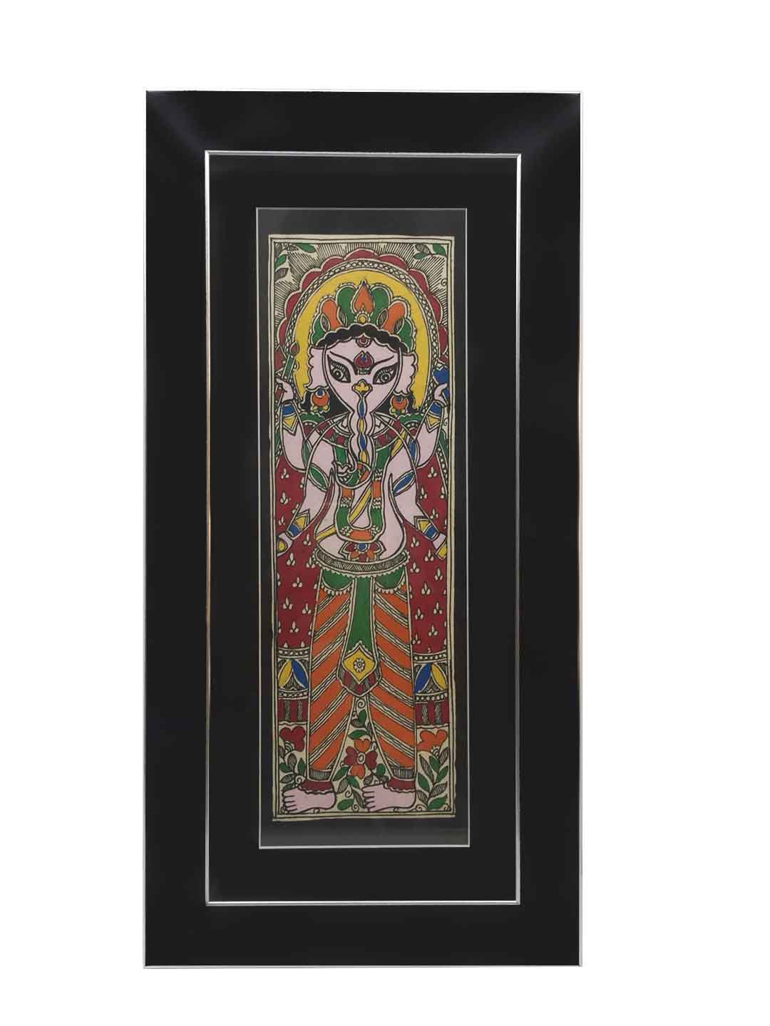 Lord Ganesha - Madhubani Painting With Fiberglass Framing