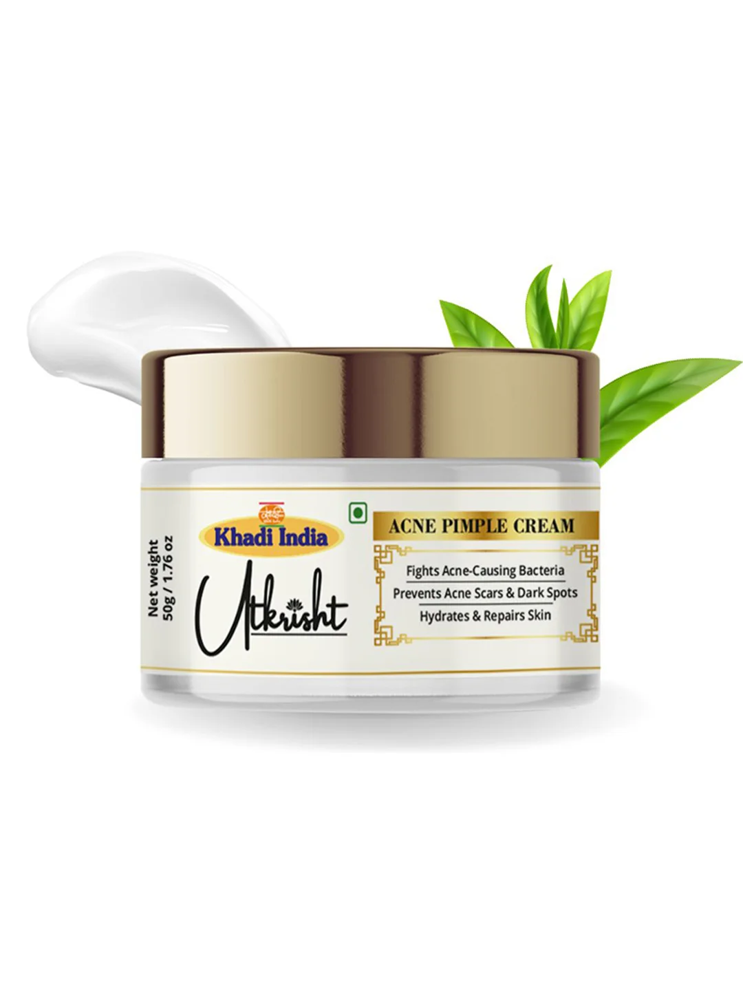 Utkrisht Khadi Anti Acne & Pimple Cream Daily Moisturizer for Active Breakout Prevention & Skin Repair- 50GM