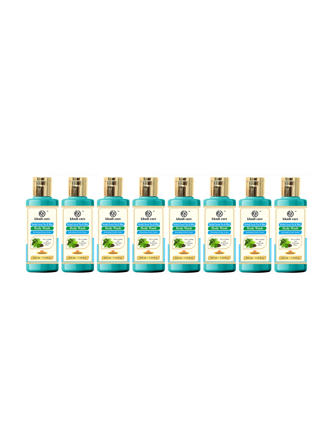 Khadi Care Herbal Green Tea & Mint Body Wash (210ml Each) Pack of 8