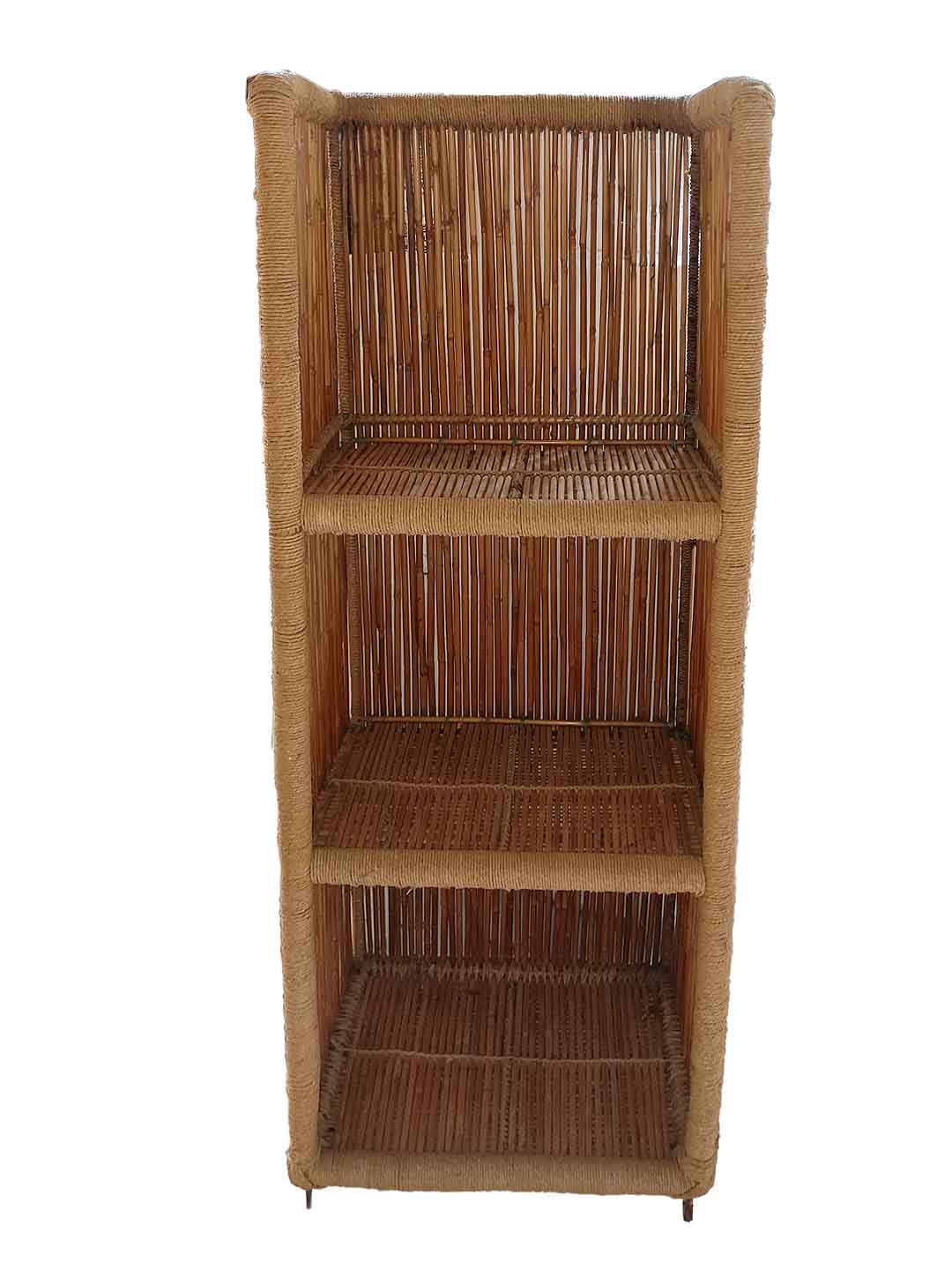 Handcrafted Moonj Shoe/Book Rack with 4 Columns - 48 cm X 33 cm X 117 cm