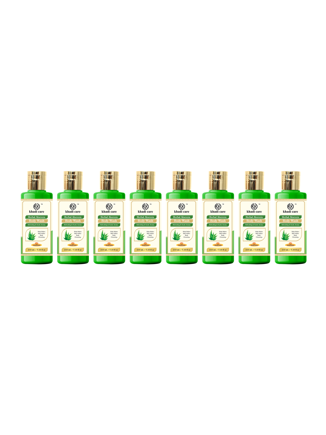 Khadi Care Herbal Aloevera Body Wash (210ml Each) Pack of 8
