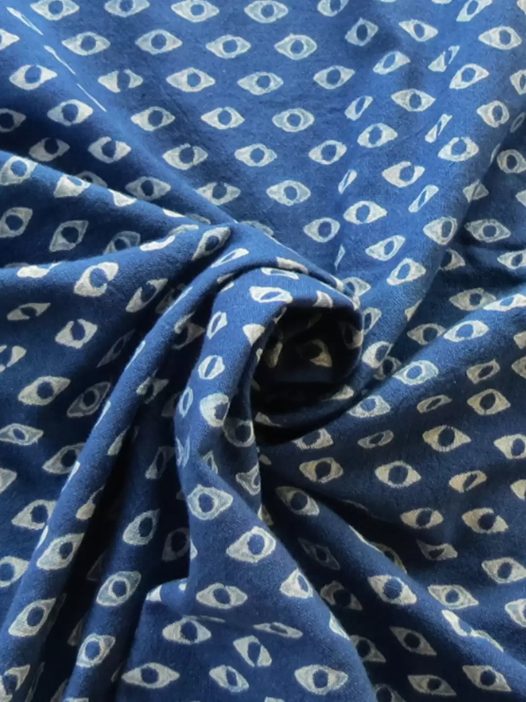 MORALFIBRE 100% Natural Indigo Evil Eye Print Fabric