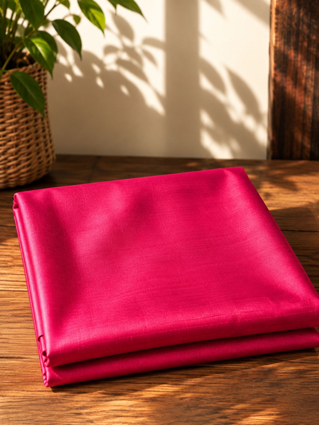 Mulberry Paper Silk Garad Handloom Fabric – Rani Pink  (44 Inch Width)