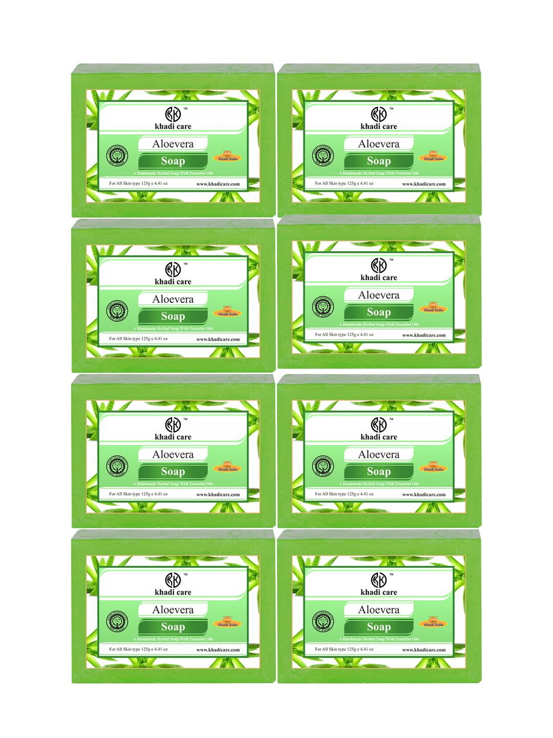 Khadi Care Herbal Aloevera Soap (125g Each) Pack of 8