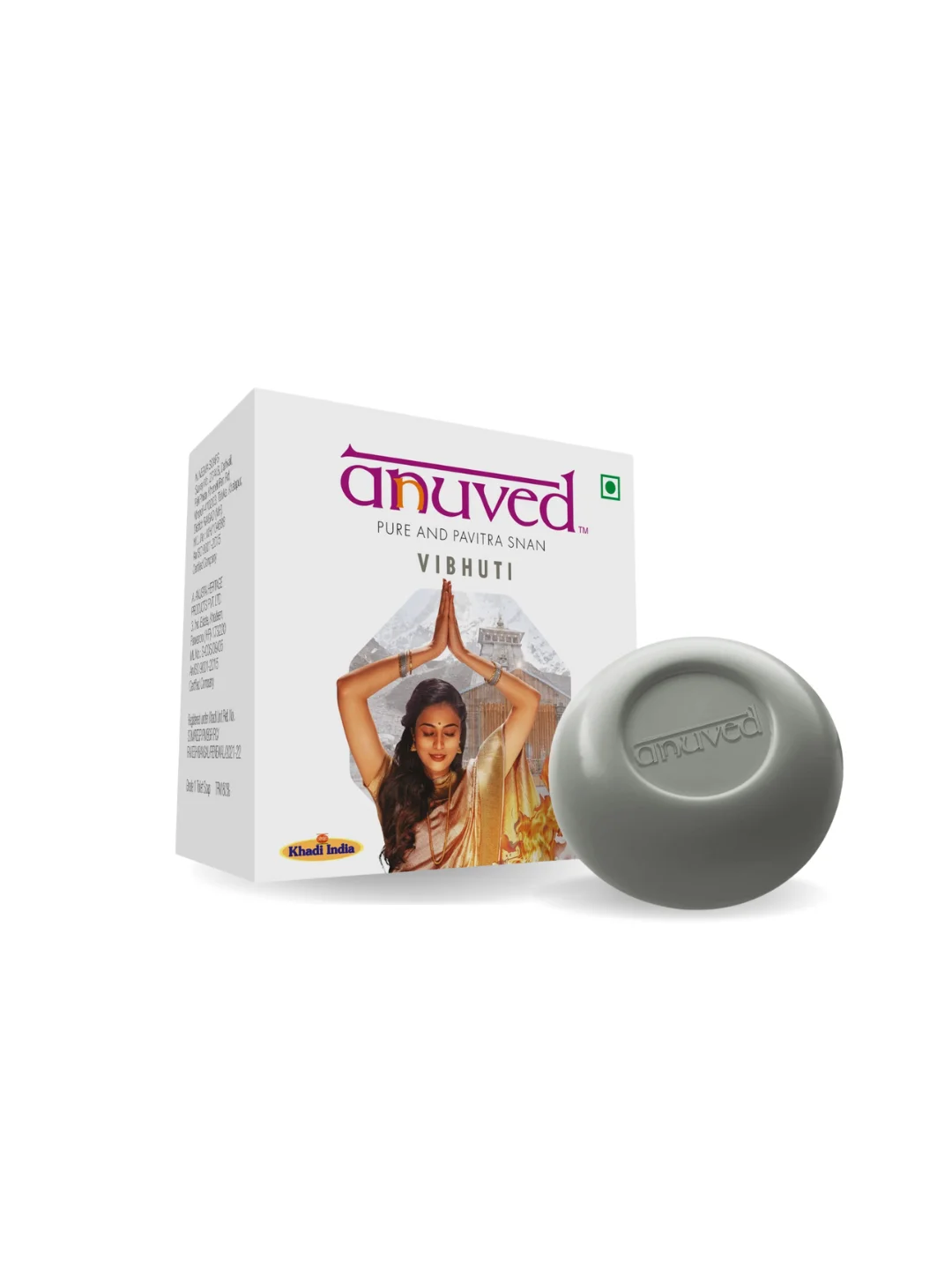 Anuved Herbal Vibhuti Soap infused with ashes of sacred Herbs | Pack of 3 | 125 Grams Each | Enriched with Rishikesh Gangajal, Is a Treat for Skin & Soul, Paraben Free, Cruelty Free