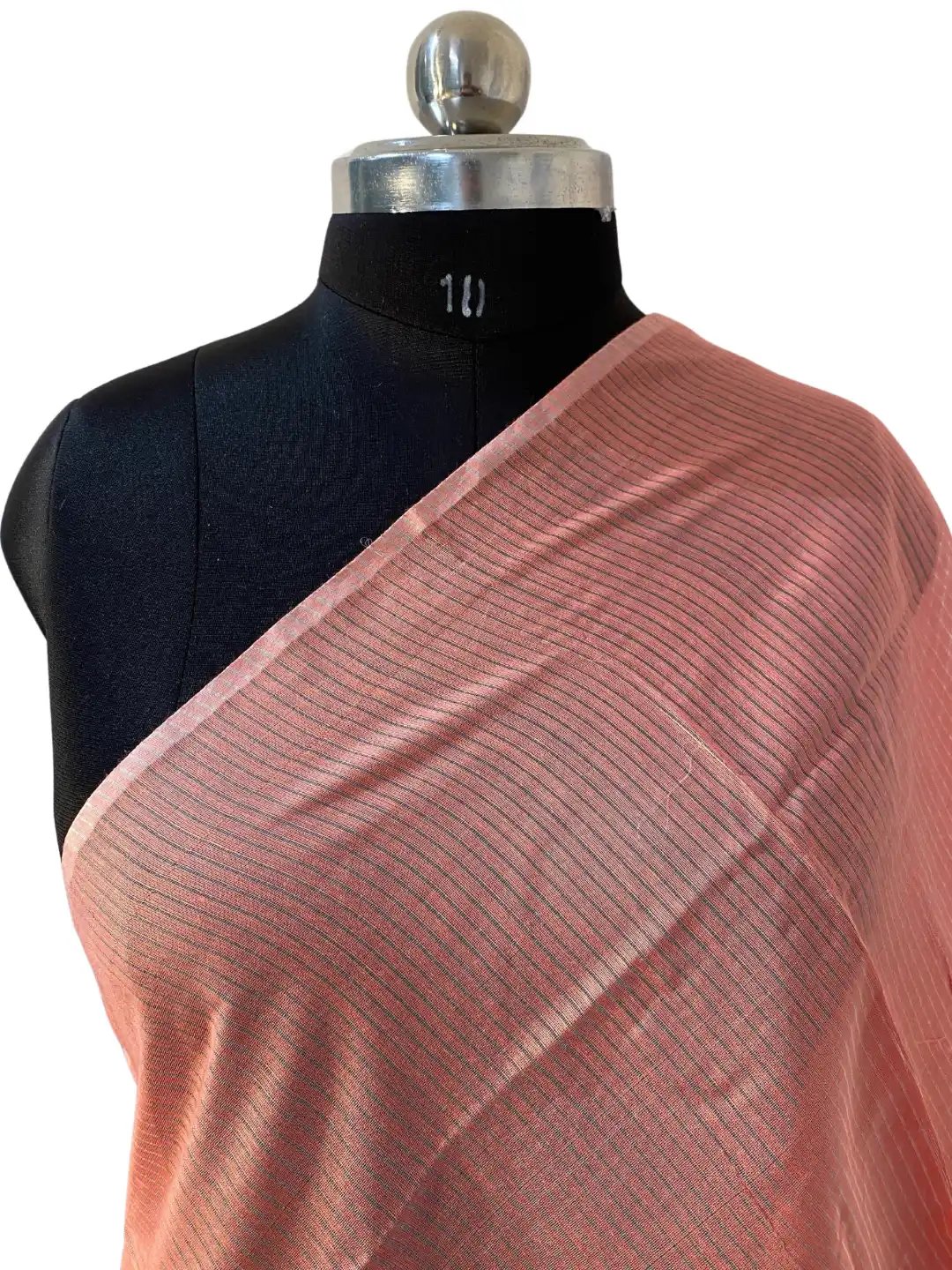 Chanderi Polly Cotton-Pink Stripe Dupatta-2.45M