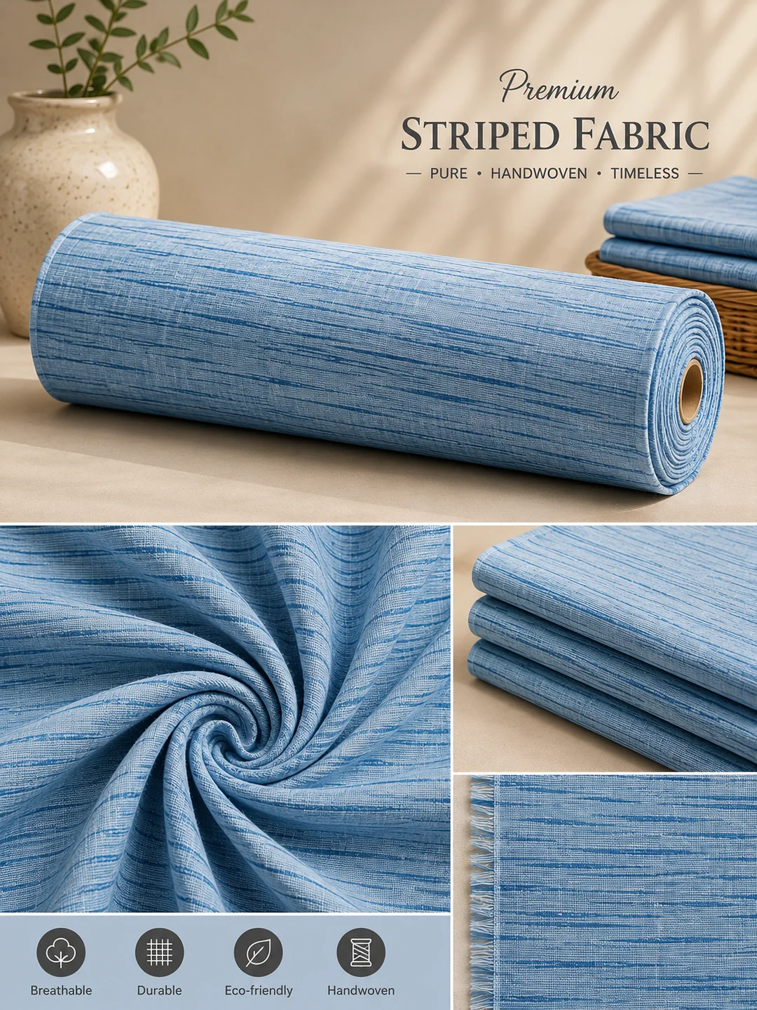 Khadi Cotton Sky Blue Fabric – 44 Inch Width Handloom Fabric